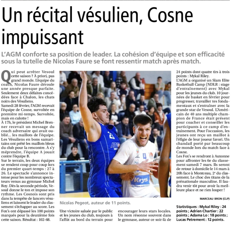 Un récital vésulien , cosne impuissant ( la presse de vesoul du 5 mars 2026)