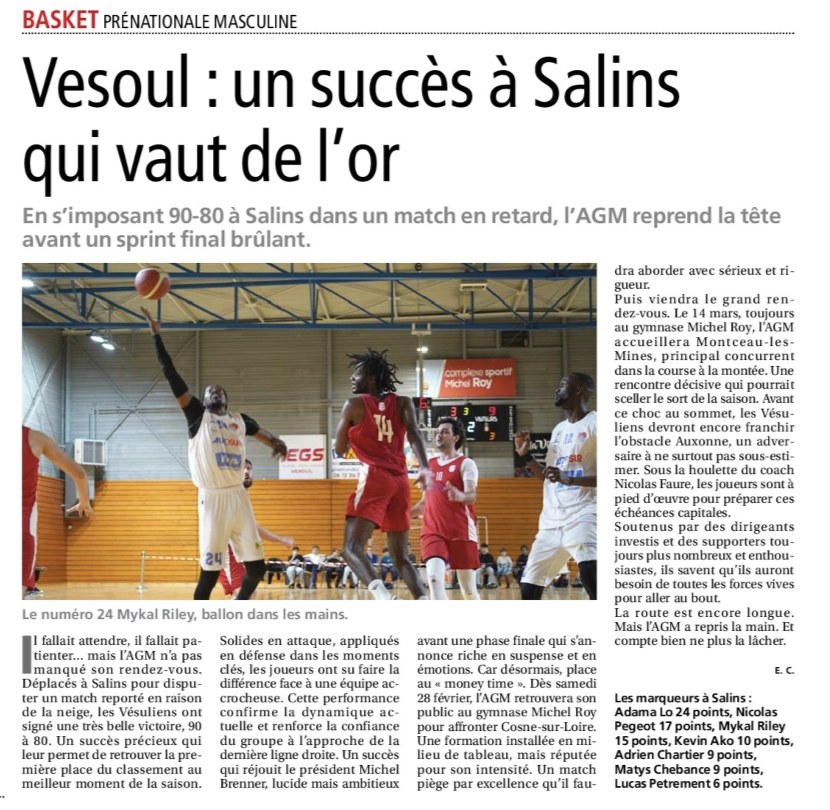 vesoul : un succès à salins qui vaut de l'or  ( la presse de vesoul )